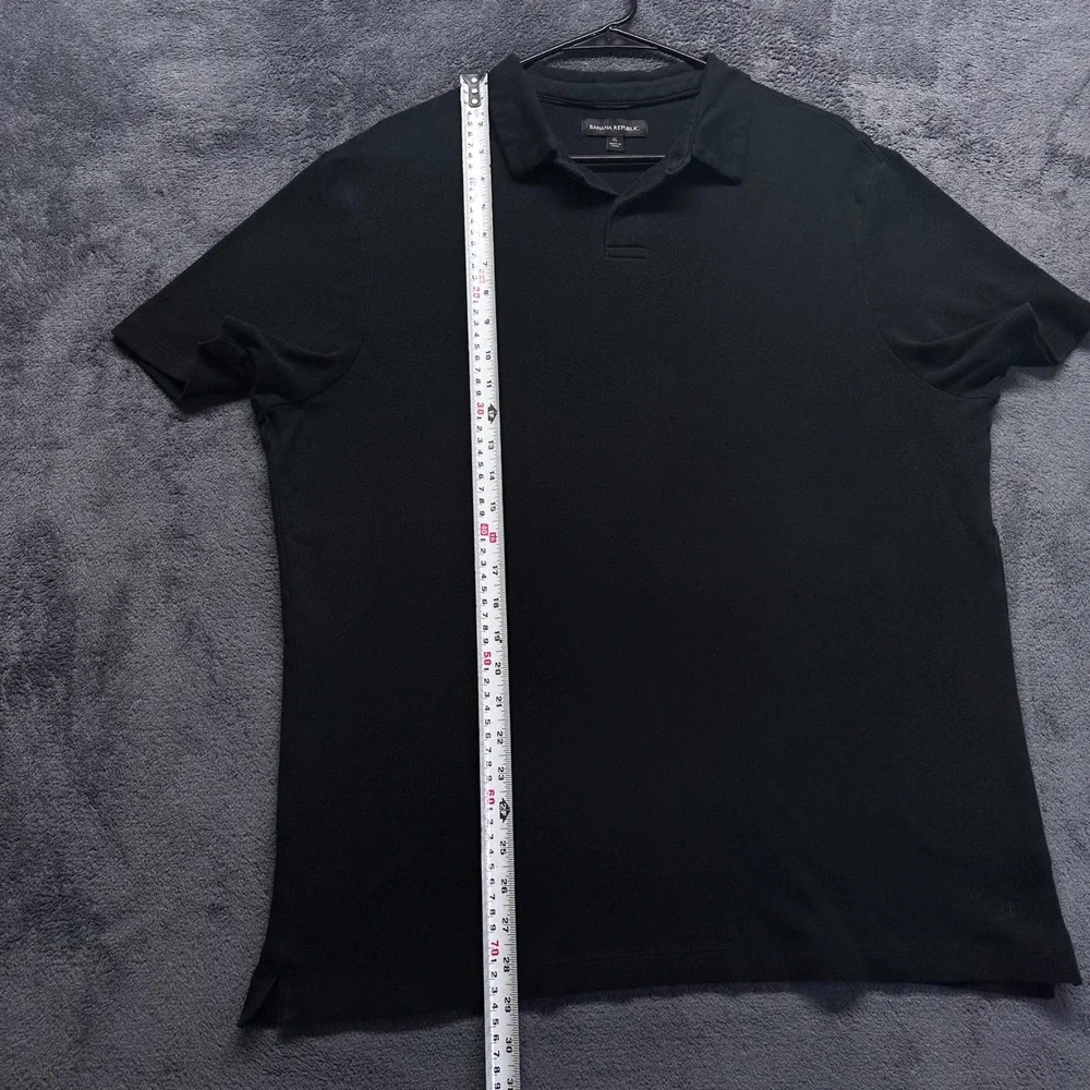 Banana Republic Mens XL Polo Shirt Black Short Sleeve 100% Cotton Solid Logo